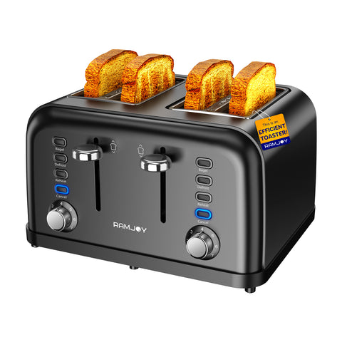 RAMJOY Toaster 4 Slice Black